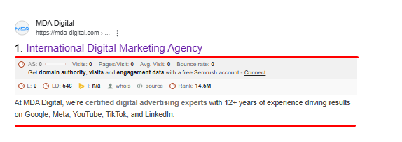 Metadata illustration in Google SERP.