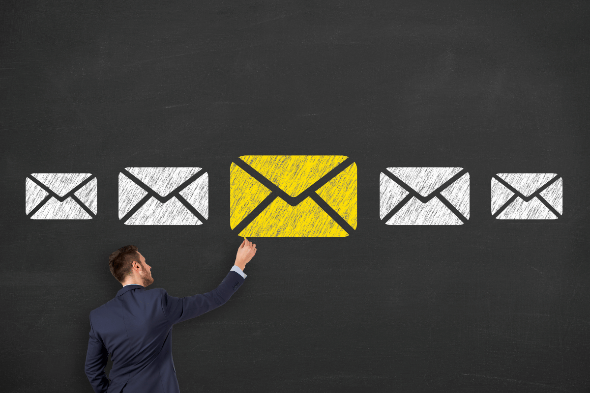 Email Marketing Illustration. Man in a suit.